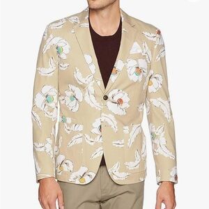Jack Spade Preppy Poppy Flower Print Khaki Sport Blazer Size 38